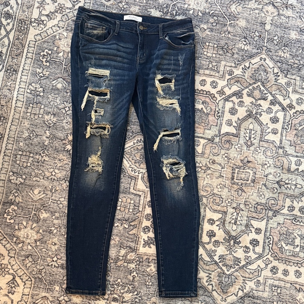 KanCan Dark Blue Distressed Skinny Jeans Buckle Exclusive